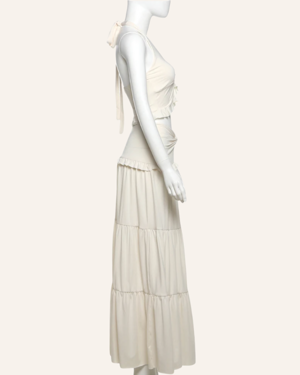 Damen Outfit Sommer cremeweiss - Maxirock mit Crop Top 