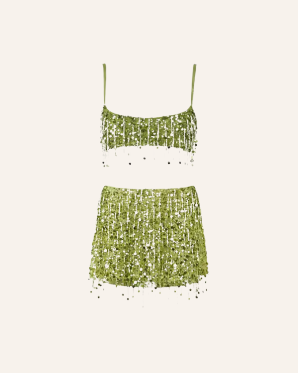Festival Look Lime Sparkle mit Pailletten