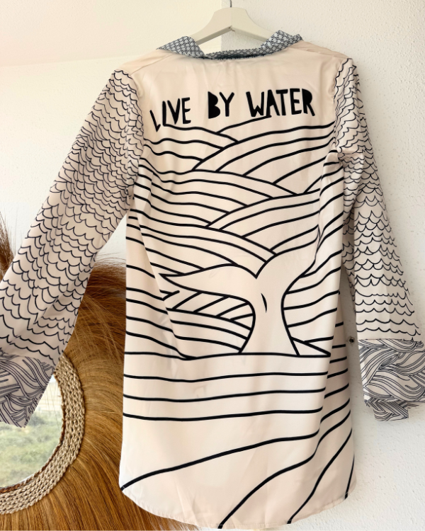 langarm Damen Shirt super weich und luftig mit Text Live by Water 