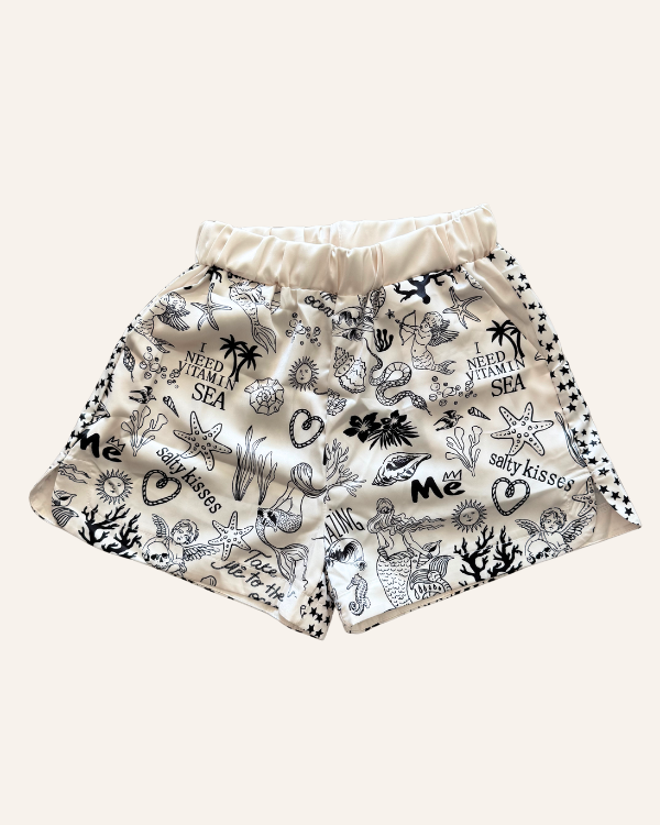 Stillvolle Damen Shorts mit Meer und Sommer Symbolen 