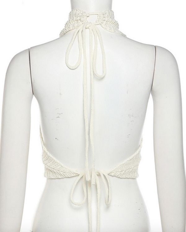 Offener Rücke Crop Top gekreuzt auf der Vorderseite 