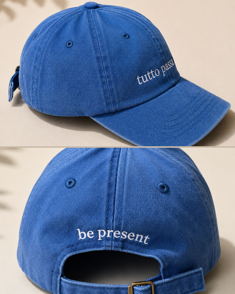 Cap „Tutto Passa“ – Washed Vintage Baseball Cap mit Stickerei