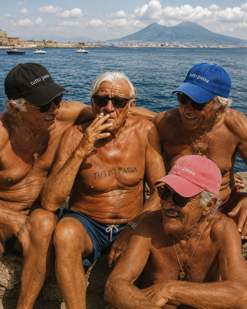 Cap „Tutto Passa“ – Washed Vintage Baseball Cap mit Stickerei