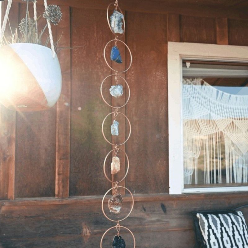 7 Chakren Heilkristalle: Handgefertigt mit 7 rohen Edelsteinen  - Chakra Edelsteine Haenger - Bohemian Home Deko