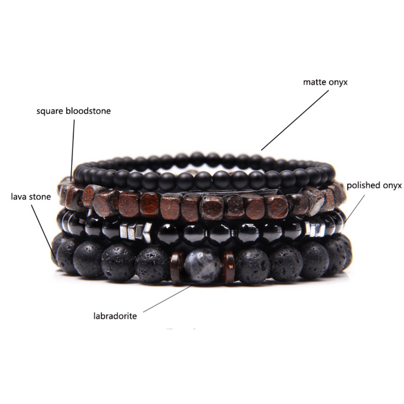 Lava Stein, Onyx und Labradorite Perlen Armband