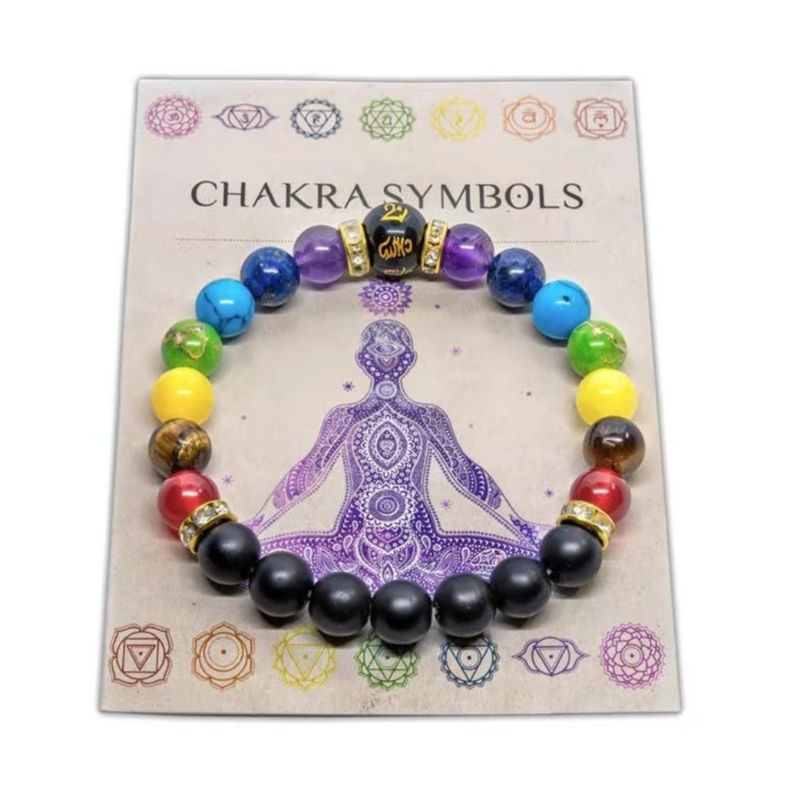 Energievolles Chakra Armband mit farbigen Naturstein Perlen