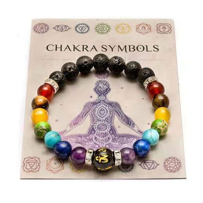 Chakra Symbole Naturstein Armband fuer Handgelenk 