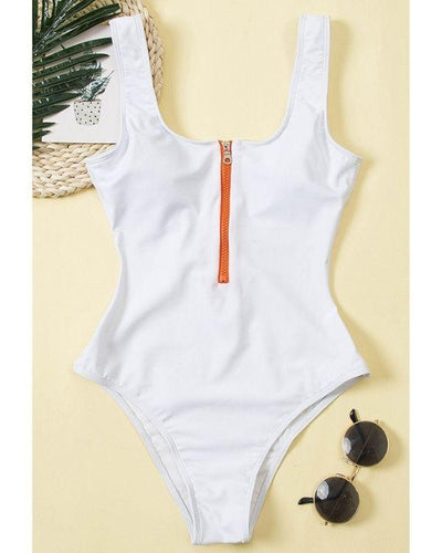 Weisser Badeanzug Badekleid Damen Surf Beach Style