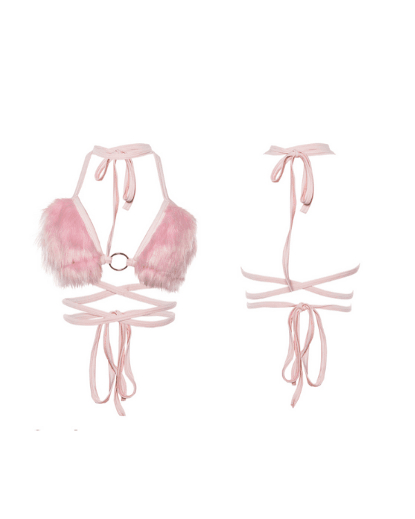 Bandage Bra Top Fluffy Fleece Festival
