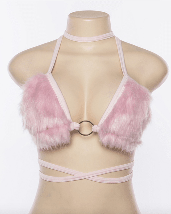 Bandage Bra Top Fluffy Fleece Festival