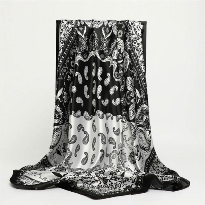 Schwarz Weisses Paisley Bandana Vintage Tuch 90 x 90cm | Foulard Kopftuch 