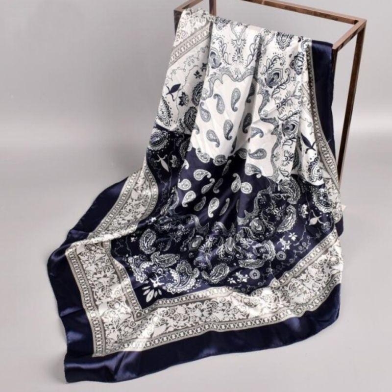 Dunkelblaues Bandana Kopftuch Foulard Tuch mit Paisley Vintage Mustern - Bandanas online kaufen