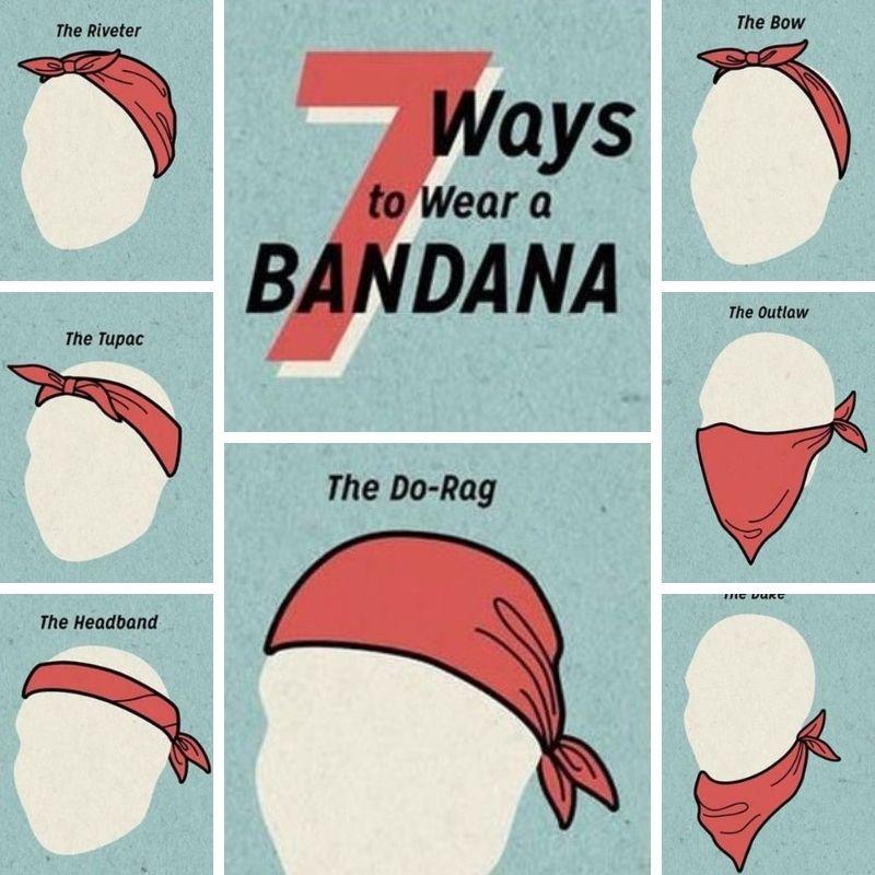 7 Arten ein Bandana zu tragen | Multifunktionales Bandana Tuch aus Satin Seide und mit Paisley Mustern