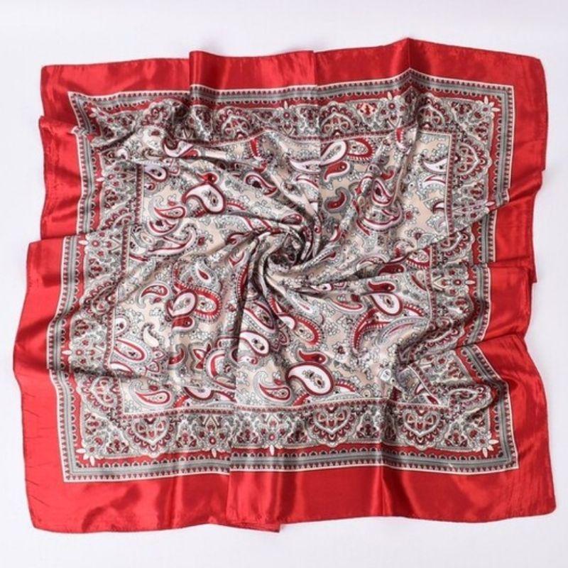 Rotes Bandana Paisley Tuch wie Seide - Foulard Kopftuch und Stirnband in Einem