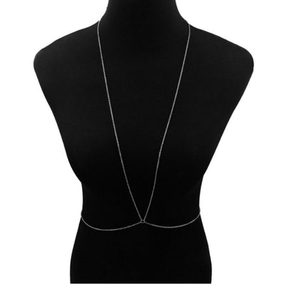 silberne Bauchkette Modeschmuck Damen - feine Halsk-Bauchkette