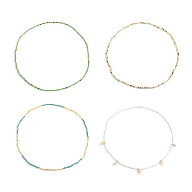 4 Bauchketten in einem Set - Perlenketten fuer Bauch Taille im Boho Style mit Muschel Anhangern