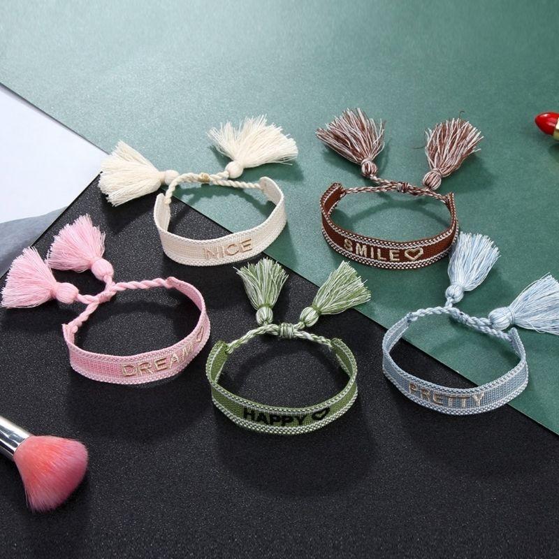 Baumwolle Strick Armband Good Vibes