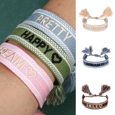 Baumwolle Strick Armband Good Vibes
