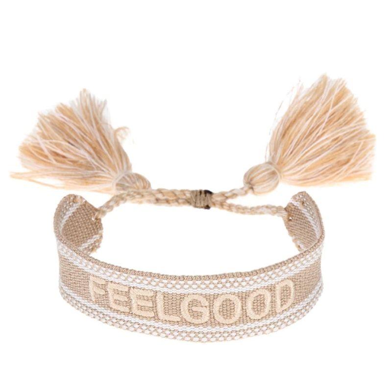 Baumwolle Strick Armband Good Vibes