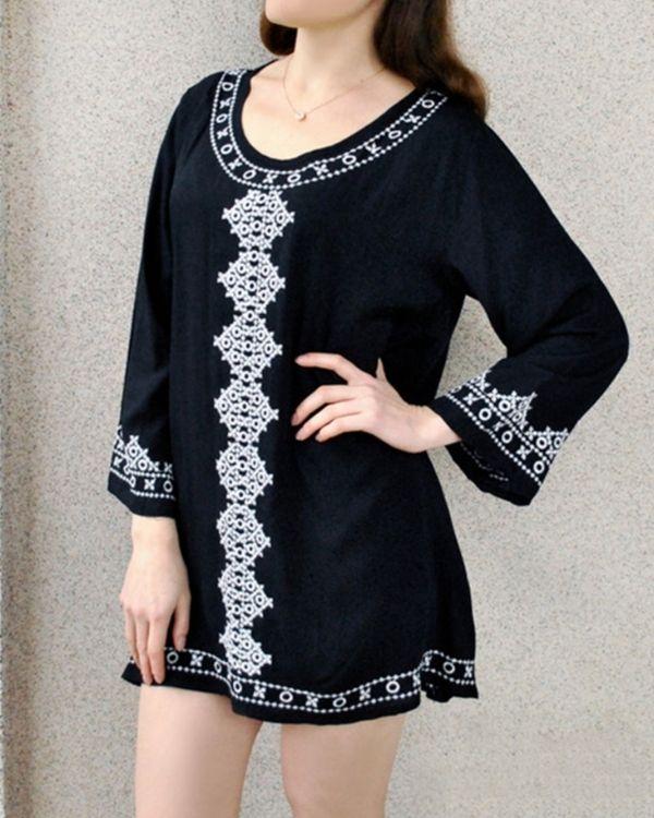 Boho Shirt Kleid locker und luftig mit Hippie Ethno Mustern