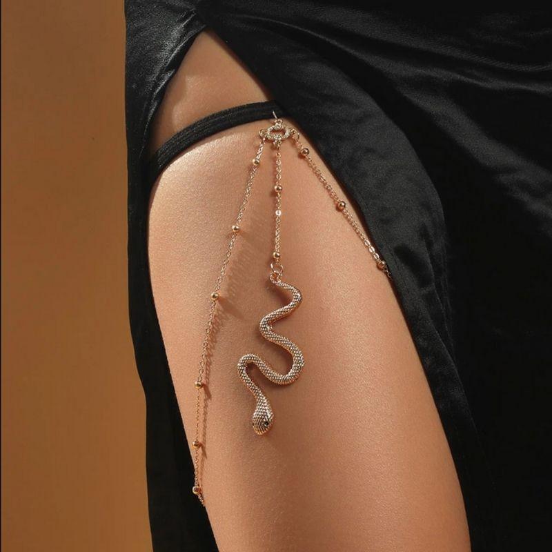 Beinkette mit Schlangen Symbol in gold - Boho Hippie Style Schmuck Accessoirs