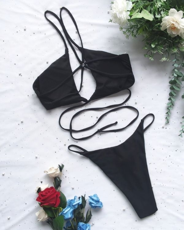 Schwarzes asymmetrisches Bikini Damen online kaufen