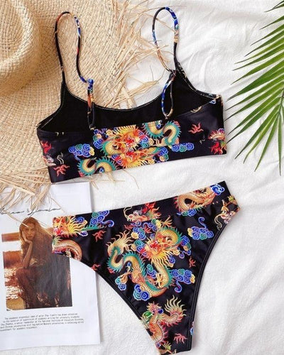 Bikini Bademode Japanese Style Farbige Drachen
