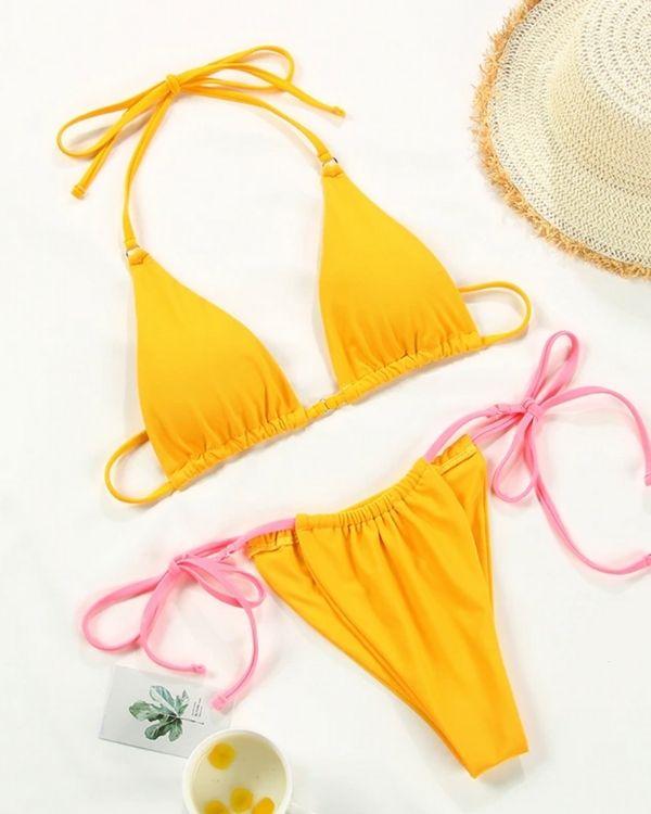 gelbes Vintage Sommer Bikini Bademode Schweiz online kaufen