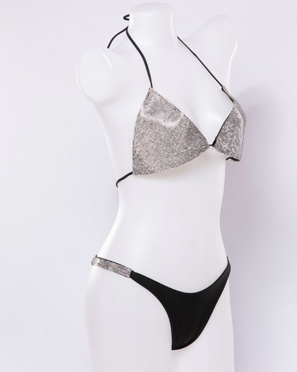 Glitzer Bikini Set aus Triangel und Badehose 