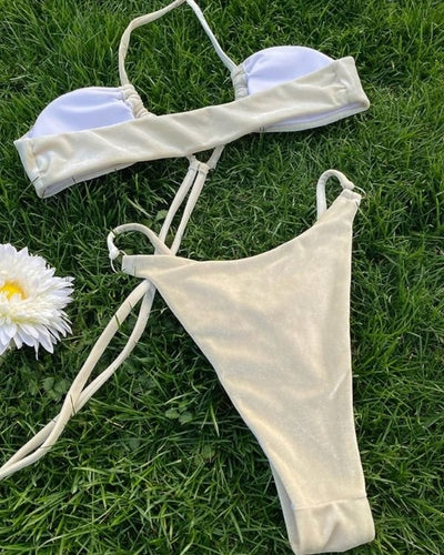 High-Waist brasilianisches Bikini Set aus Samt Velvet 
