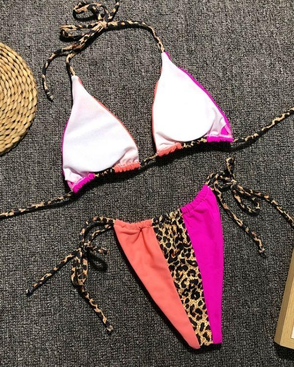 Bikini mit Leopard Muster - High-Waisted Bikinihose im Brazil Schnitt