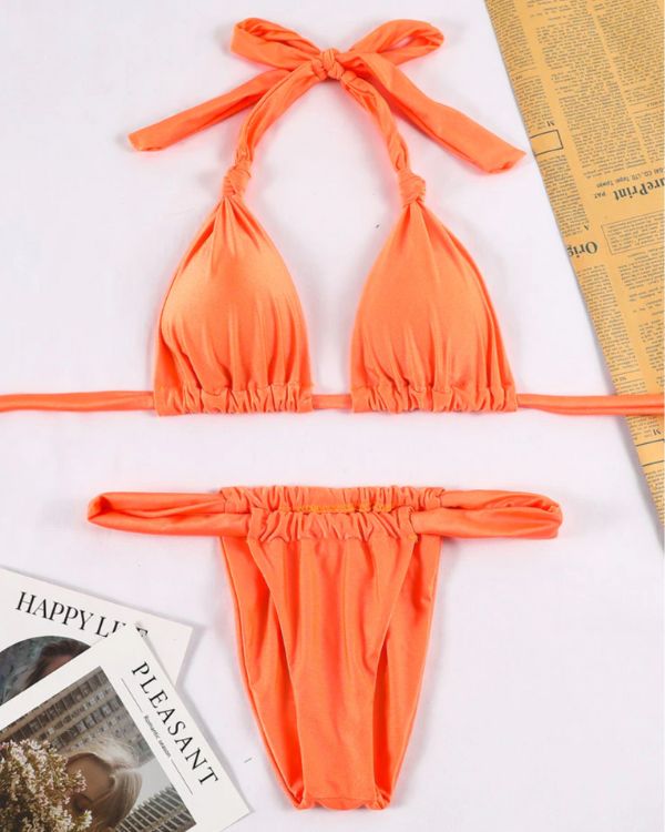 oranges Sommer Damen Bikini Triangel und Brazilian String