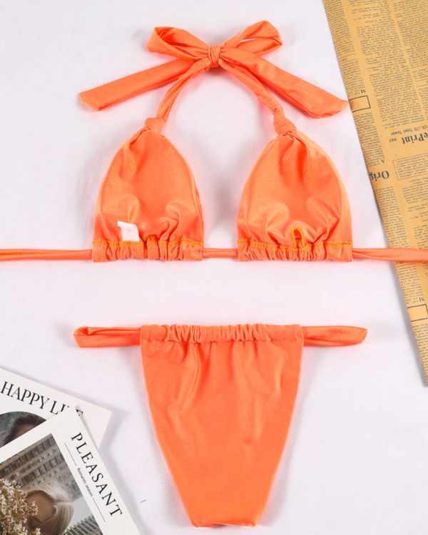 oranges Damen Bikini Bademode Triangel und Brazilian Schnitt Badehose