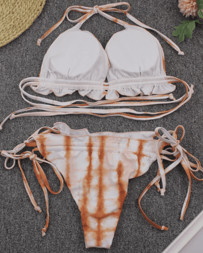 Bikini Ober und Unterteil Triangel Oberteil Bikini Hose zum Binden