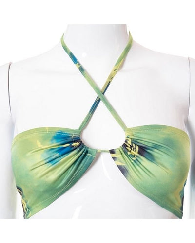 Bikinioberteil gekreuzt - Tropische gekreuztes Bandeau Bikini Oberteil 