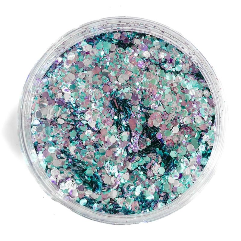 Bio Vegan Glitzer Make-Up fuer Gesicht, Koerper und Haare 