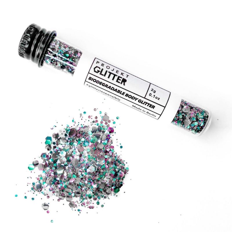 Bio Glitzer in silber pink violett gemischt - Biologisches Vegan Festival Glitzer online kaufen Schweiz