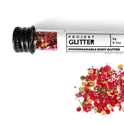 Loses Bio Glitzer in rot und orange gemischt - Pflanzenbasis Glitzer fuer Gesicht, Koerper und Haare