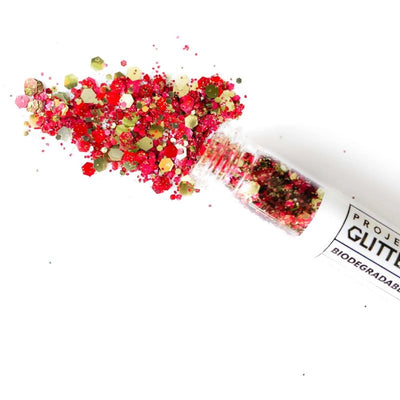 Festival Glitzer Bio auf Pflanzenbasis - Rot goldenes Glitzer Make-Up fuer Festival und Parties online kaufen
