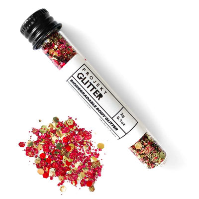 gold rotes Bio Glitzer Festival Make-Up fuer Gesicht, Haare und Koerper - Pflanzenbasis Bio Glitzer 