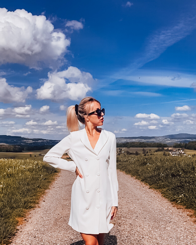 Blazer Kleid Damen Elegant weiss