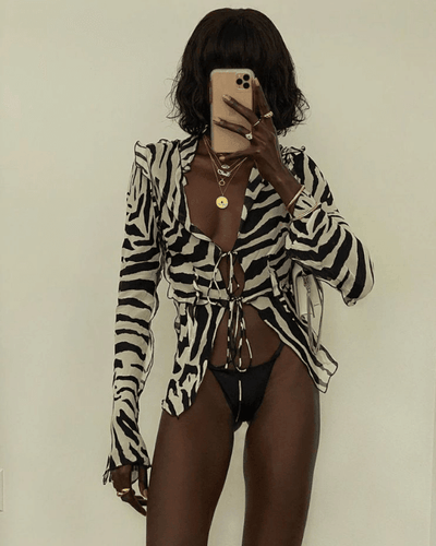 Zebra Style Damen Bluse - Leicht transparente Bluse im Animal Print Look