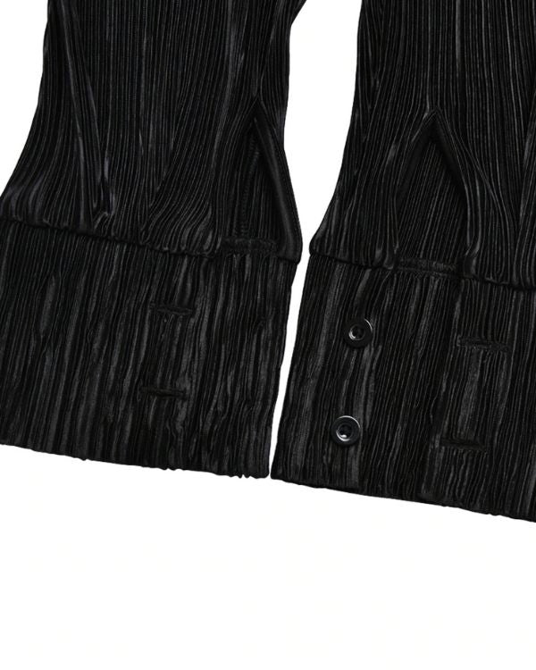 Schwarzes Blusenkleid aus geripptem Stoff - Lockeres Damen Blusenkleid 
