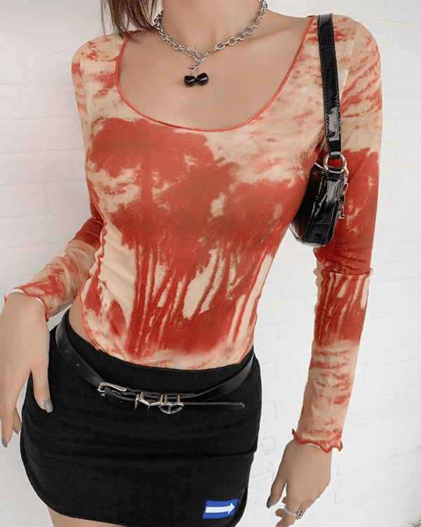 Mesh Bodysuit Damen mit Palmen Motiven