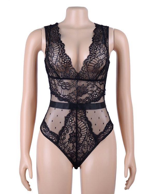 Schwarzer Spitzen Lingerie Dessous Body Schweiz