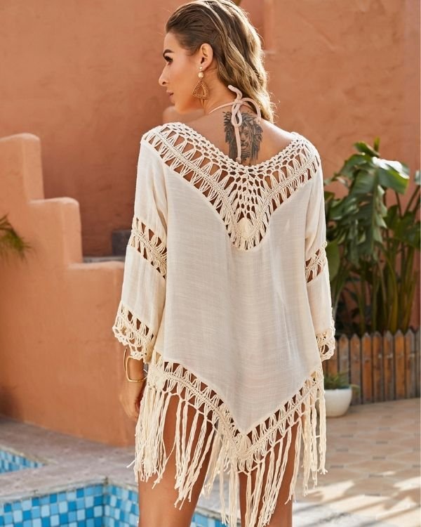 Damen Boho Ibiza Style Bluse in beige online kaufen 