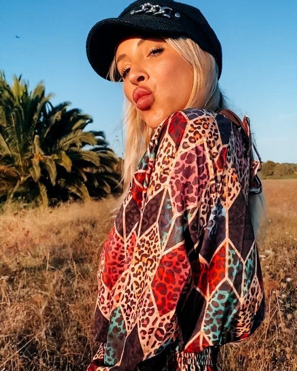 Farbiges Sommerkleid Damen im Boho Leopard Print Style