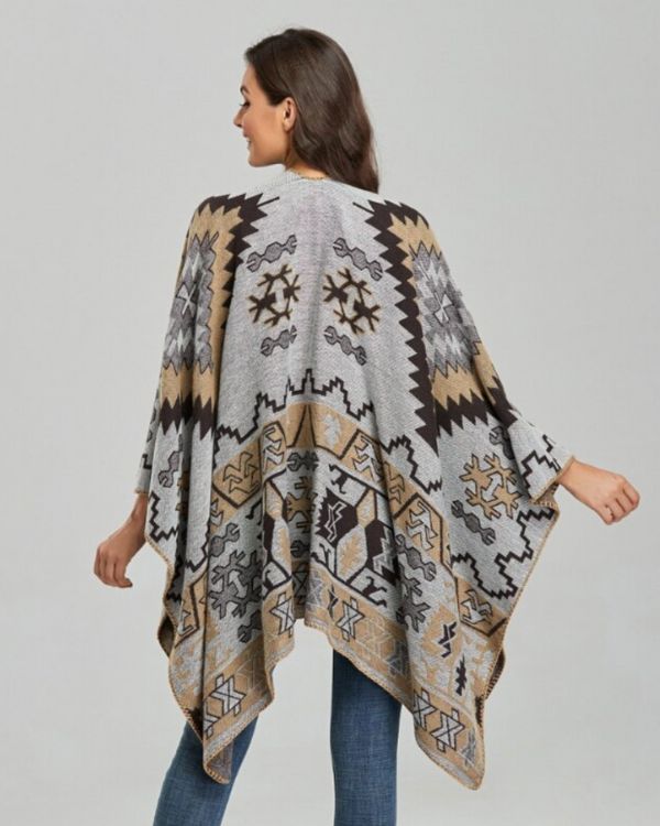 Herbst Boho Poncho Cape in braun Toenen - Boho Fashion Bekleidung Schweiz