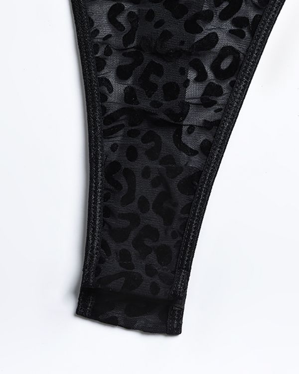 Leopard Mesh Stoff String Tanga 