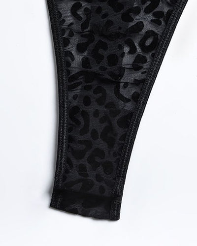 Leopard Mesh Stoff String Tanga 